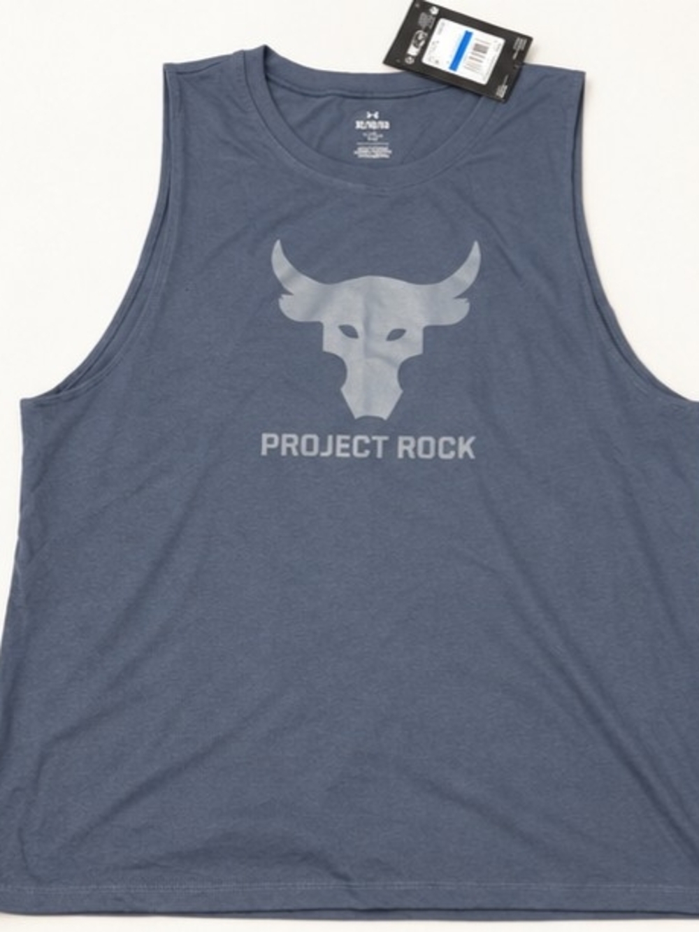 Under Armour Project Rock Sleeveless Tank - Slate Blue with Silver Logo
